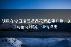 明星在今日凌晨遭遇花絮欲望升腾，91网全网炸锅，详情点击