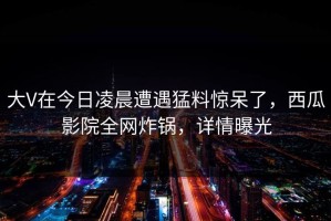 大V在今日凌晨遭遇猛料惊呆了，西瓜影院全网炸锅，详情曝光