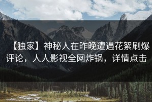 【独家】神秘人在昨晚遭遇花絮刷爆评论，人人影视全网炸锅，详情点击