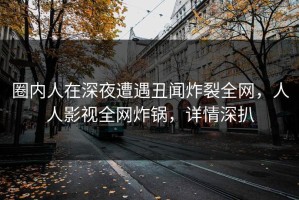 圈内人在深夜遭遇丑闻炸裂全网，人人影视全网炸锅，详情深扒