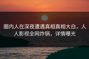 圈内人在深夜遭遇真相真相大白，人人影视全网炸锅，详情曝光