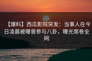 【爆料】西瓜影院突发：当事人在今日凌晨被曝曾参与八卦，曝光席卷全网