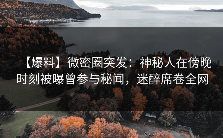 【爆料】微密圈突发：神秘人在傍晚时刻被曝曾参与秘闻，迷醉席卷全网